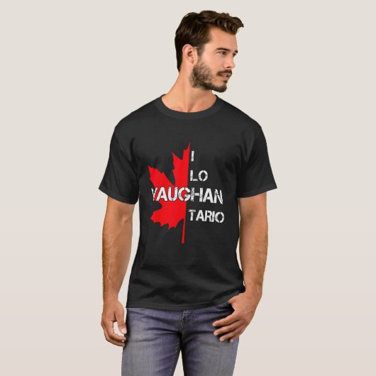I love Ontario Canada Vaughan Maple Leaf Distresse Tシャツ (正面フル)