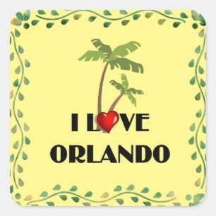 I Love Orlando,トロピカルデザイン スクエアシール