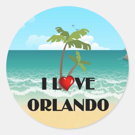 I Love Orlando、熱帯デザイン、 ラウンドシール (正面)