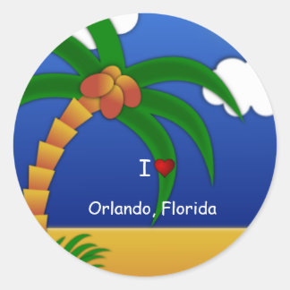 "I Love Orlando, Florida"装飾シール ラウンドシール