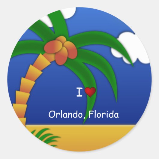 "I Love Orlando, Florida"装飾シール ラウンドシール (正面)
