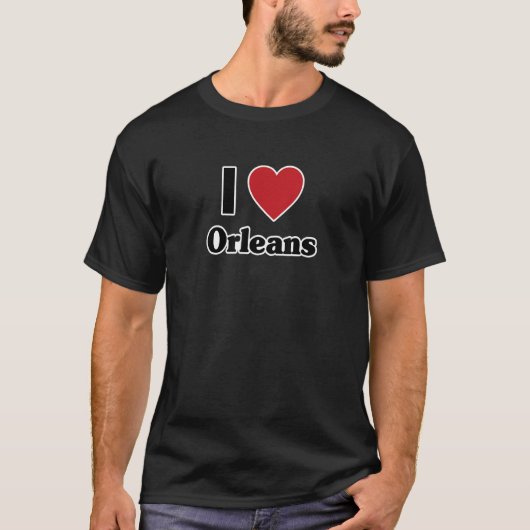 I LOVE ORLEANS France Europe with Red Loveハート Tシャツ (正面)