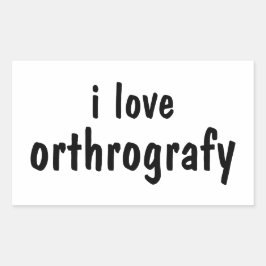 I Love Orthography Funny Spelling Joke Sticker 長方形シール
