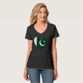 I love Pakistan National Flag Pride Heart Tシャツ (正面フル)
