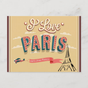 I Love Parisフランスエッフェルタワートラベル ポストカード
