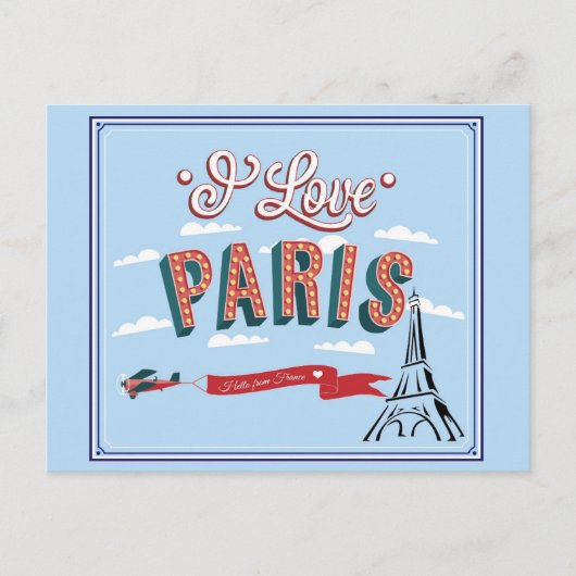 I Love Parisフランスエッフェルタワートラベル ポストカード (正面)