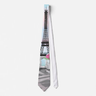 I Love Paris -エッフェルタワーとブーケの花 ネクタイ