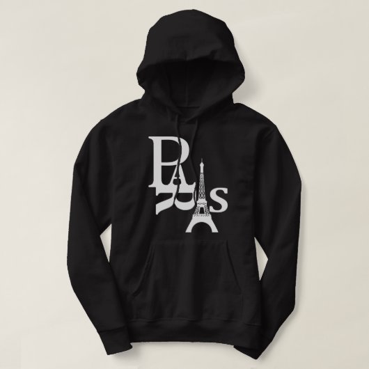 I Love Paris -エッフェルタワー – フランスフード付きスウェットシャツプーロ パーカ (デザイン正面)