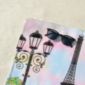 I Love Paris – ピンクかわいらしハートバルーン付きレディ ビーチタオル (インサイチュ)