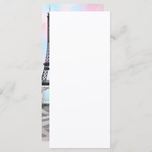 I Love Paris – 女性とかわいらしピンクのハートバルーン メニュー (正面/裏面)