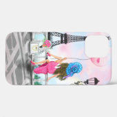 I Love Paris – 女性とかわいらしピンクのハートバルーン Case-Mate iPhoneケース (裏面 (横))