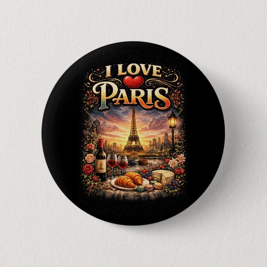 I Love Paris 缶バッジ (正面)