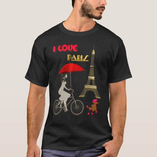 I Love Paris Eiffel Tower France  French Souvenir Tシャツ (正面)