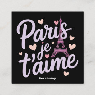 I Love Paris Je t'aimeエッフェルタワーフランスTシャツ スクエア名刺