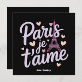 I Love Paris Je t'aimeエッフェルタワーフランスTシャツ 招待状 (正面/裏面)