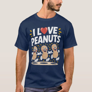 I Love Peanuts Fun Cartoon Design retro Tシャツ