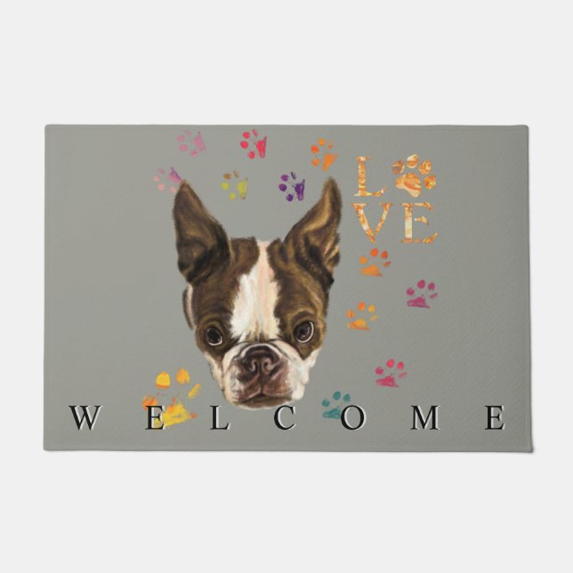 I Love Pets Doormat Puppy - Welcome ドアマット (正面)