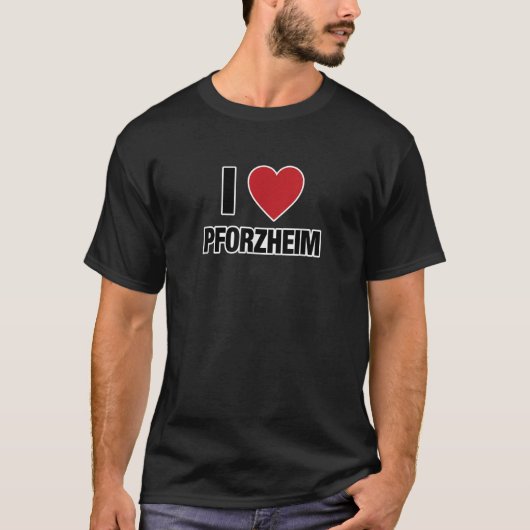 I LOVE PFORZHEIM Germany Europe with Red Love Hear Tシャツ (正面)