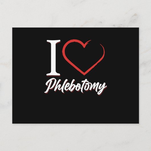 I Love Phlebotomy Phlebotomist Heart Blood Syringe ポストカード (正面)