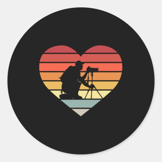 I Love Photographicヴィンテージハート ラウンドシール (正面)