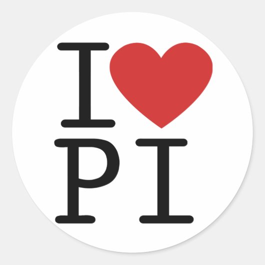 I Love PI (ステッカー) ラウンドシール (正面)