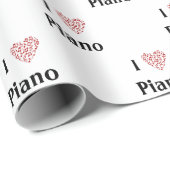 I Love Piano赤いハートof Music Notes ラッピングペーパー (ロールコーナー)