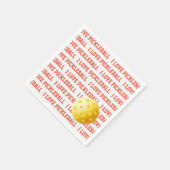 I LOVE PICKLEBALLスポーツおもしろいイエローボールネット文字 スタンダードカクテルナプキン (角)