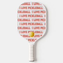 I LOVE PICKLEBALLスポーツおもしろいイエローボールネット文字 ピックルボールラケット