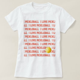 I LOVE PICKLEBALLスポーツおもしろいイエローボールネット文字 Tシャツ