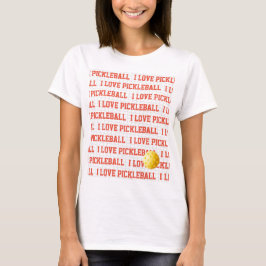 I LOVE PICKLEBALLスポーツおもしろいイエローボールネット文字 Tシャツ