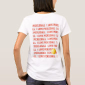 I LOVE PICKLEBALLスポーツおもしろいイエローボールネット文字 Tシャツ (裏面)