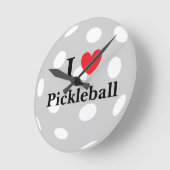『I Love Pickleball』ウォールクロック ラウンド壁時計 (傾斜)