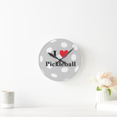 『I Love Pickleball』ウォールクロック ラウンド壁時計 (ホーム)
