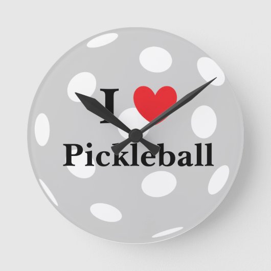 『I Love Pickleball』ウォールクロック ラウンド壁時計 (正面)
