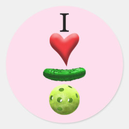 I Love Pickleball – ピンク –  ラウンドシール