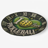 I Love Pickleball  ペーパープレート (アングル)