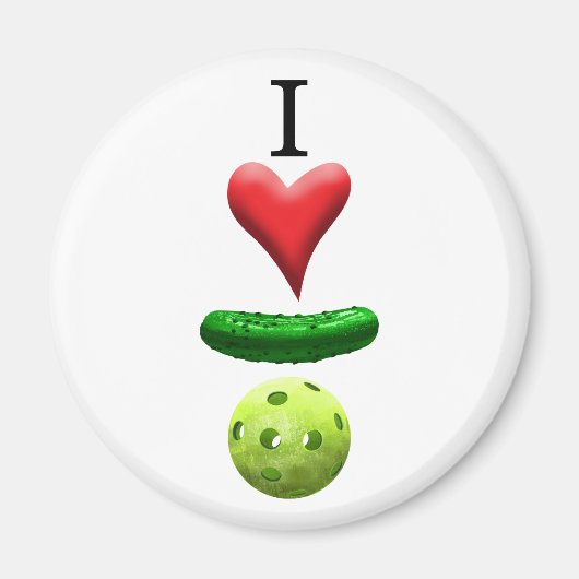 I Love Pickleball – ホワイト –  マグネット (正面)