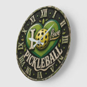 I Love Pickleball  ラージ壁時計 (傾斜)