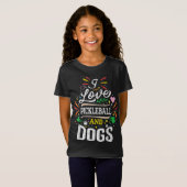I Love Pickleball And Dogs - Dog Lover Pickleball  Tシャツ (正面フル)