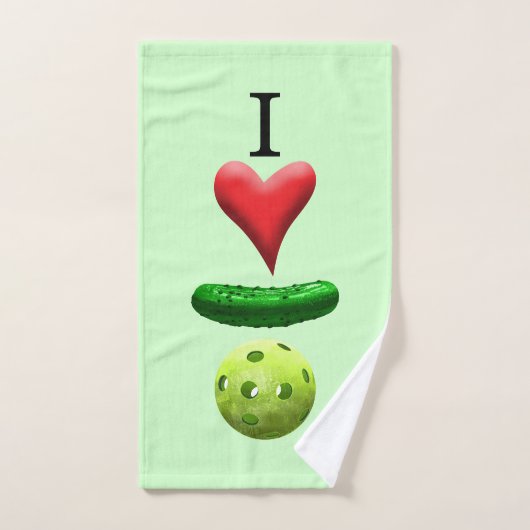 I Love Pickleball Logo - Green - Sweat Toolo ハンドタオル (ハンドタオル)