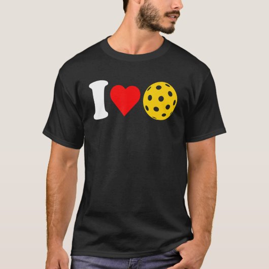 I Love Pickleball Paddleball Lover Red Heart Valen Tシャツ (正面)