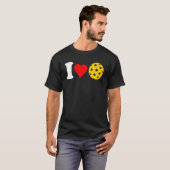 I Love Pickleball Paddleball Lover Red Heart Valen Tシャツ (正面フル)
