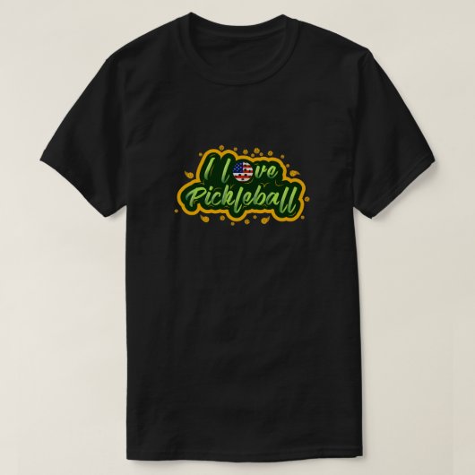 I LOVE PICKLEBALL USAデザイン, Pickleball Tシャツ (デザイン正面)