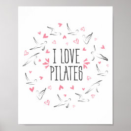 I LOVE PILATES Pilates Poses in shape of a circle ポスター