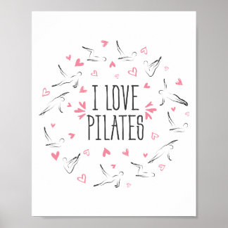 I LOVE PILATES Pilates Poses in shape of a circle ポスター