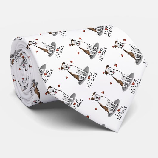 I Love Pit Bulls (lt brindle white 3) ネクタイ (ロール)