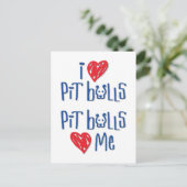 I Love Pit Bulls - Pit Bulls Love Me ポストカード (スタンド正面)