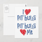 I Love Pit Bulls - Pit Bulls Love Me ポストカード (正面/裏面)