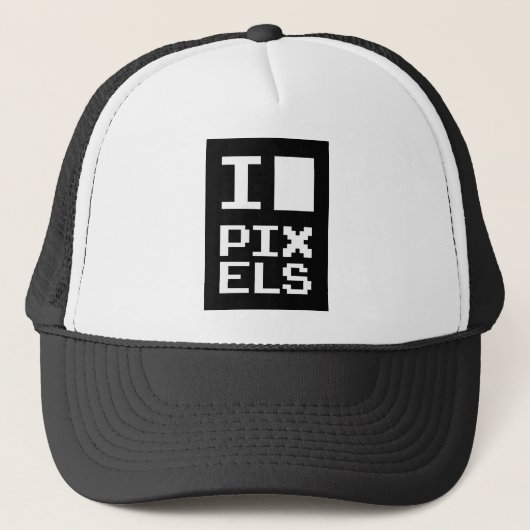I Love Pixels,ギークデザイン，ピクセルアート キャップ (正面)