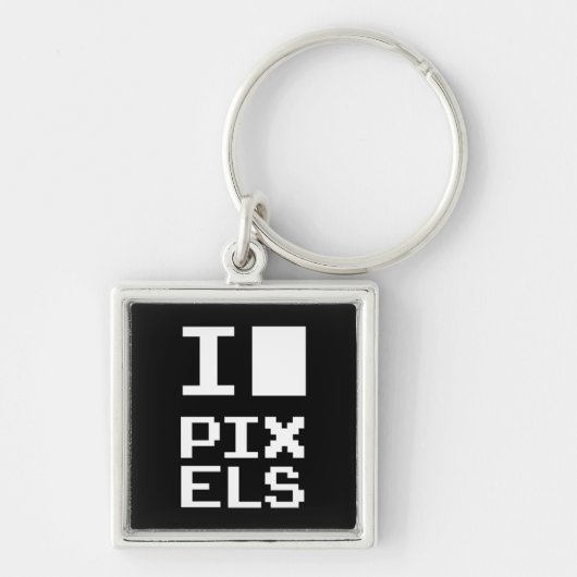 I Love Pixels,ギークデザイン，ピクセルアート キーホルダー (正面)